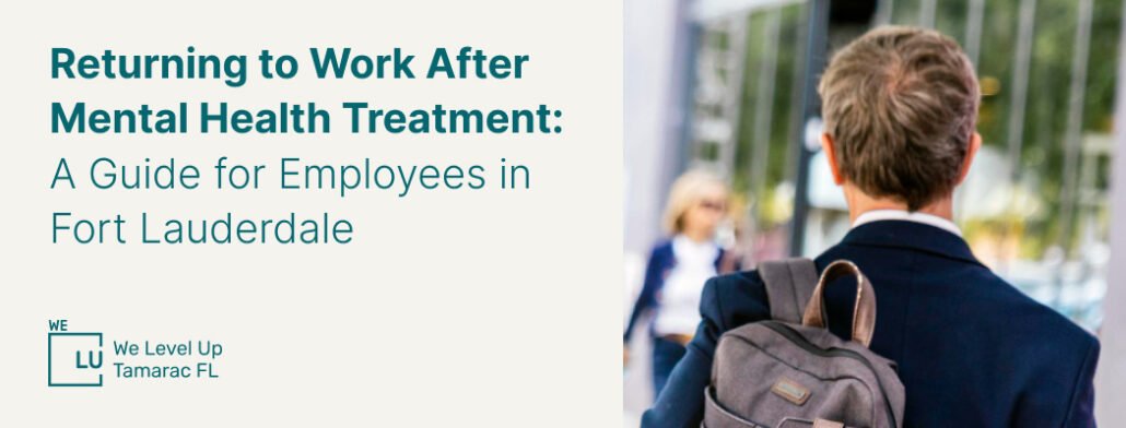 A man in a suit, with a backpack, as a symbol of returning to work after mental health treatment